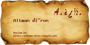 Altman Áron névjegykártya